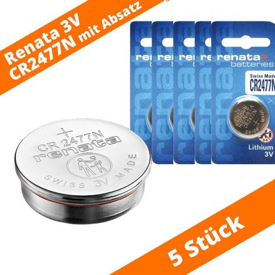 5 x Renata CR2477N Lithium Knopfzelle 3,0 V CR 2477N 24,5mm x 7,7mm mit Absatz