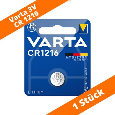 1 x Varta CR 1216 DL1216 3V Lithium Batterie Knopfzelle 27mAh Blister 6216