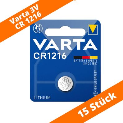 15 x Varta CR 1216 DL1216 3V Lithium Batterie Knopfzelle 27mAh Blister 6216