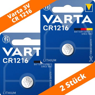 2 x Varta CR 1216 DL1216 3V Lithium Batterie Knopfzelle 27mAh Blister 6216