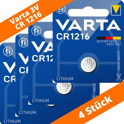 4 x Varta CR 1216 DL1216 3V Lithium Batterie Knopfzelle 27mAh Blister 6216