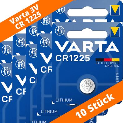 10 x Varta CR 1225 DL1225 3V Lithium Batterie Knopfzelle 2,5 x 12,5 Blister 6225