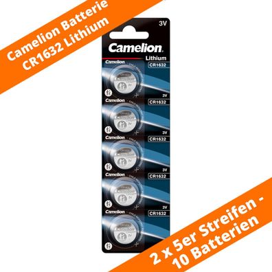 10 x CR1632 Camelion Lithium 3V Knopfzelle Batterie Blister DL1632 ø16x3,2mm