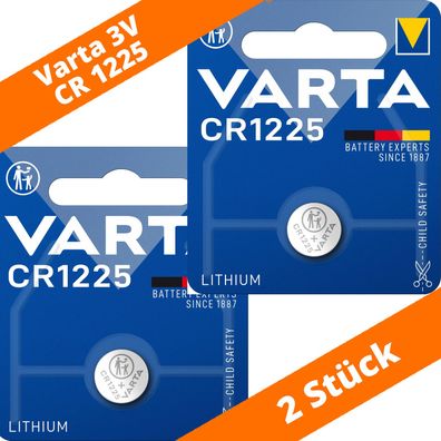 2 x Varta CR 1225 DL1225 3V Lithium Batterie Knopfzelle 2,5 x 12,5 Blister 6225