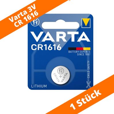 1 x Varta CR 1616 DL1616 3V Lithium Batterie Knopfzelle 55mAh Blister 6616