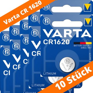 10 x Varta CR 1620 DL1620 3V Lithium Batterie Knopfzelle 70mAh Blister 6620