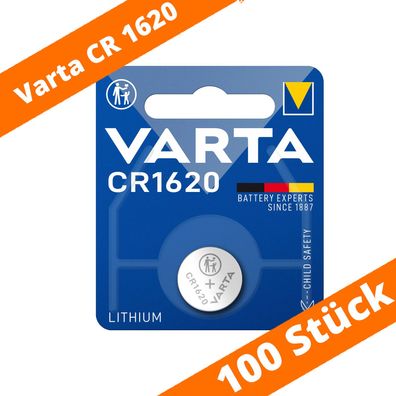 100 x Varta CR 1620 DL1620 3V Lithium Batterie Knopfzelle 70mAh Blister 6620