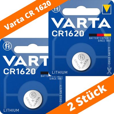 2 x Varta CR 1620 DL1620 3V Lithium Batterie Knopfzelle 70mAh Blister 6620