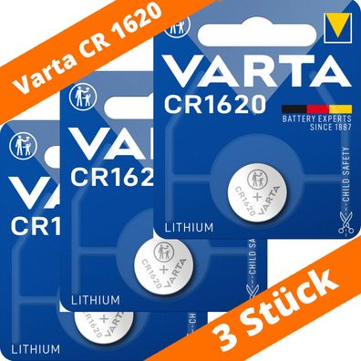 3 x Varta CR 1620 DL1620 3V Lithium Batterie Knopfzelle 70mAh Blister 6620