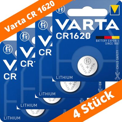 4 x Varta CR 1620 DL1620 3V Lithium Batterie Knopfzelle 70mAh Blister 66204