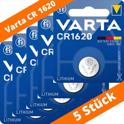 5 x Varta CR 1620 DL1620 3V Lithium Batterie Knopfzelle 70mAh Blister 6620
