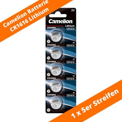 5 x CR1616 Camelion Lithium 3V Knopfzelle Batterie Blister DL1616 ø16x1,6mm