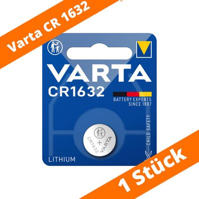 1 x Varta CR 1632 DL1632 3V Lithium Batterie Knopfzelle 3,2 x 16mm Blister 6632