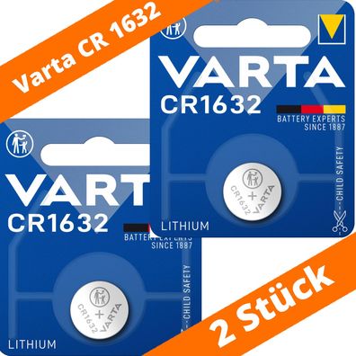 2 x Varta CR 1632 DL1632 3V Lithium Batterie Knopfzelle 3,2 x 16mm Blister 6632