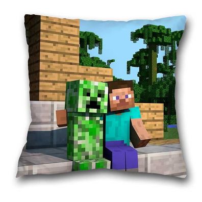 2tlg. Set Minecraft Kissenbezug Steve Creeper Sofa Kissenhülle 45x45cm
