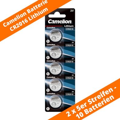 10 x CR2016 Camelion Lithium 3V Knopfzelle Batterie Blister DL2016 ø20x1,6mm