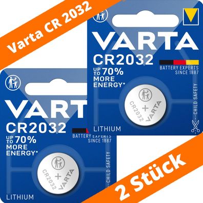 2 x Varta CR 2032 DL2032 3V Lithium Batterie Knopfzelle Blister 6032 230mAh