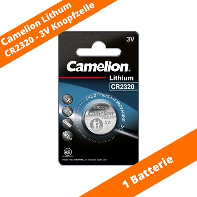 1 x Camelion CR 2320 3V Lithium Batterie 2320 Knopfzelle 130mAh CR2320 NEU