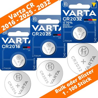 VARTA Lithium Knopfzelle CR2016 2025 2032 3V Batterie - lose oder Blister
