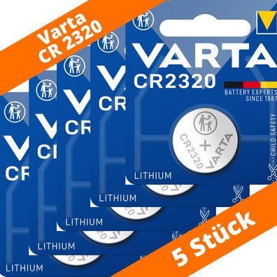 5 x Varta CR2320 Lithium Knopfzelle DL 2320 NEU ø23 x 2,0mm DL2320 3V 6320