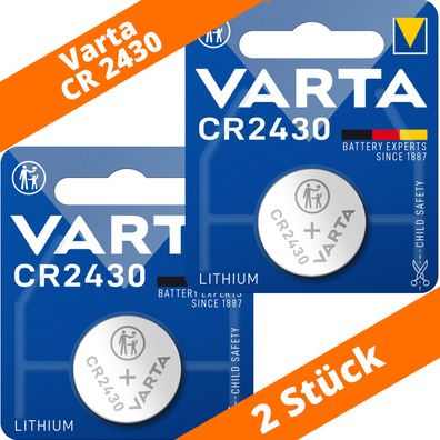 2 x Varta CR2430 Lithium Knopfzelle DL 2430 300mAh ø24,5x3,0mm DL2430 3V 6430