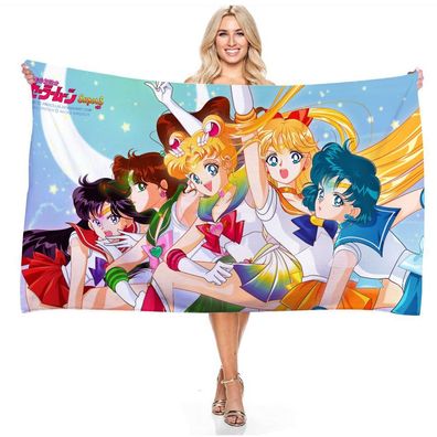 Anime Sailor Moon Strandtuch Venus Mars Jupiter Badetücher Handtuch Picknickmatte