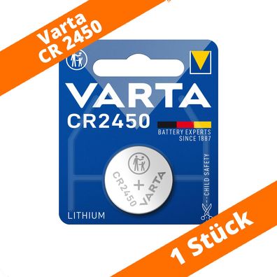 1 x Varta CR2450 Lithium Knopfzelle DL 2450 620mAh ø24,5x5,0mm DL2450 3V 6450