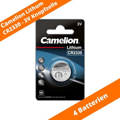4 x CR 2330 3V Lithium Batterie 2330 Knopfzelle 260mAh ø23 x 3,0mm von Camelion