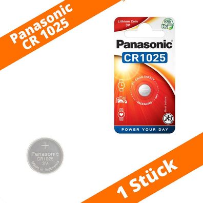 1 x Panasonic CR 1025 3V Lithium Batterie Knopfzelle 30mAh im Blister NEU