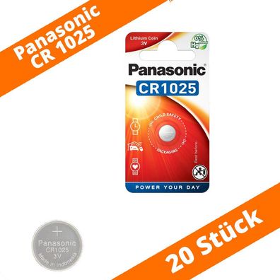 20 x Panasonic CR 1025 3V Lithium Batterie Knopfzelle 30mAh im Blister NEU