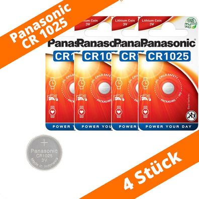 4 x Panasonic CR 1025 3V Lithium Batterie Knopfzelle 30mAh im Blister NEU
