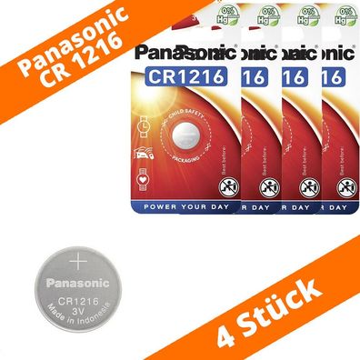 4 x Panasonic CR 1216 3V Lithium Batterie Knopfzelle 25mAh im Blister NEU