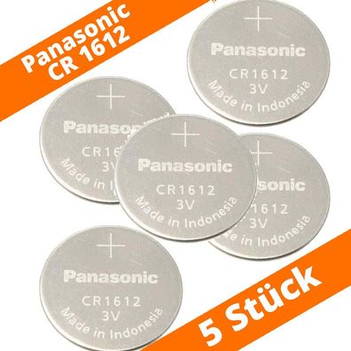 5 x Panasonic CR1612 Knopfzelle Batterie 3V Lithium Knopfzelle 25mAh lose bulk