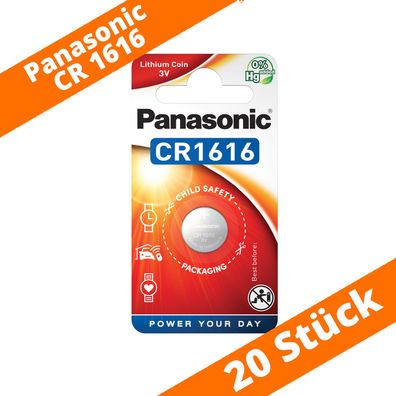 20 x Panasonic CR1616 3V Lithium im Blister Batterie Knopfzelle CR 1616 NEU