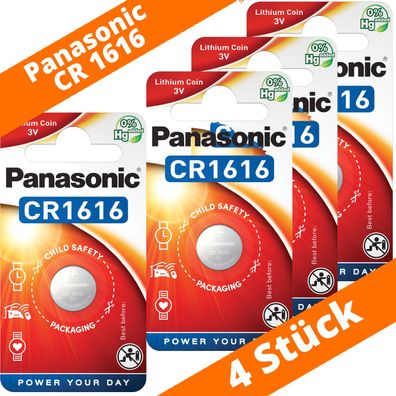 4 x Panasonic CR1616 3V Lithium im Blister Batterie Knopfzelle CR 1616 NEU