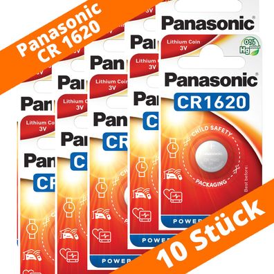 10 x Panasonic CR1620 3V Lithium Auto KFZ Batterie Knopfzelle CR 1620 NEU