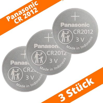 3 x Panasonic CR2012 Lithium Knopfzelle DL2012 3V 45mAh Batterie lose bulk