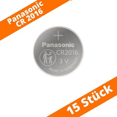 15 x Panasonic CR2016 DL2016 3V Batterie Lithium Knopfzelle Fernbedienung LED
