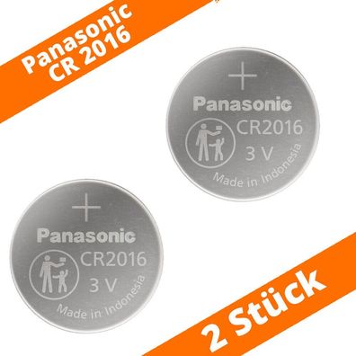 2 x Panasonic CR2016 DL2016 3V Batterie Lithium Knopfzelle Fernbedienung LED