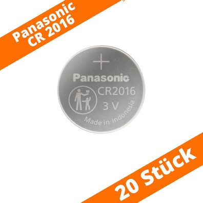 20 x Panasonic CR2016 DL2016 3V Batterie Lithium Knopfzelle Fernbedienung LED