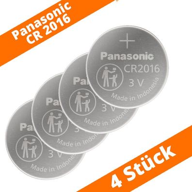4 x Panasonic CR2016 DL2016 3V Batterie Lithium Knopfzelle Fernbedienung LED
