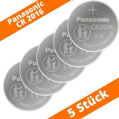 5 x Panasonic CR2016 DL2016 3V Batterie Lithium Knopfzelle Fernbedienung LED