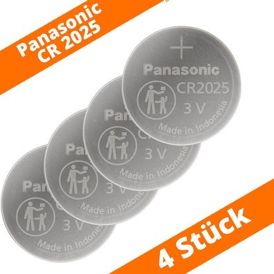 4 x Panasonic CR2025 DL2025 3V Batterie Lithium Knopfzelle LED Kerze Licht