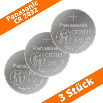 3 x Panasonic CR2032 DL2032 3V Batterie Lithium Knopfzelle LED Licht Spielzeug