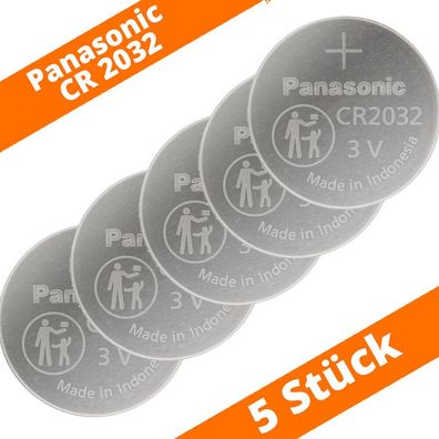 5 x Panasonic CR2032 DL2032 3V Batterie Lithium Knopfzelle LED Licht Spielzeug