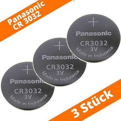 3 x Panasonic CR3032 30mm x 3,2mm Lithium Knopfzelle Batterie 3V lose CR 3032