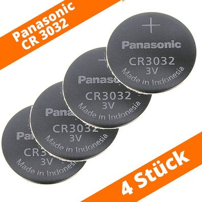 4 x Panasonic CR3032 30mm x 3,2mm Lithium Knopfzelle Batterie 3V lose CR 3032