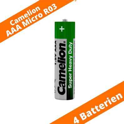 4 x AAA Camelion Micro R03 Batterie Super Heavy Duty 1,5V Zink Kohle Folie