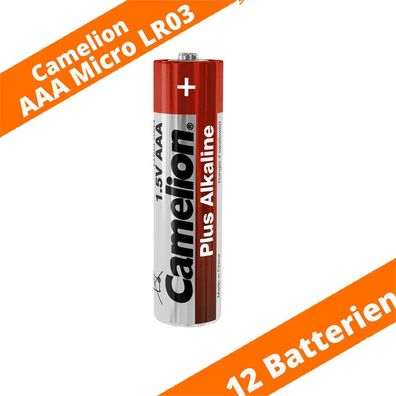 12 x Camelion AAA Micro LR03 Plus Alkaline Batterien 1,5V MN2400 Spielzeug LED