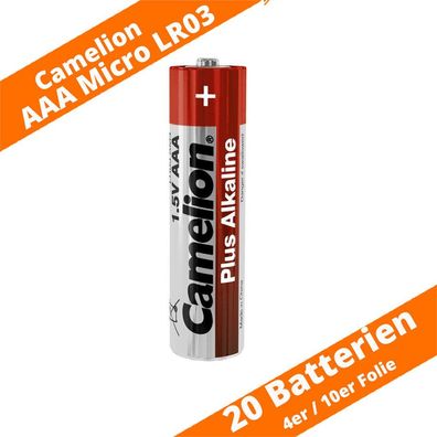 20 x Camelion AAA Micro LR03 Plus Alkaline Batterien 1,5V MN2400 Spielzeug LED